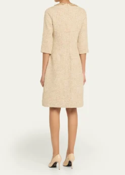 Rickie Freeman for Teri JonMetallic Boucle Jewel-Trim A-Line Dress