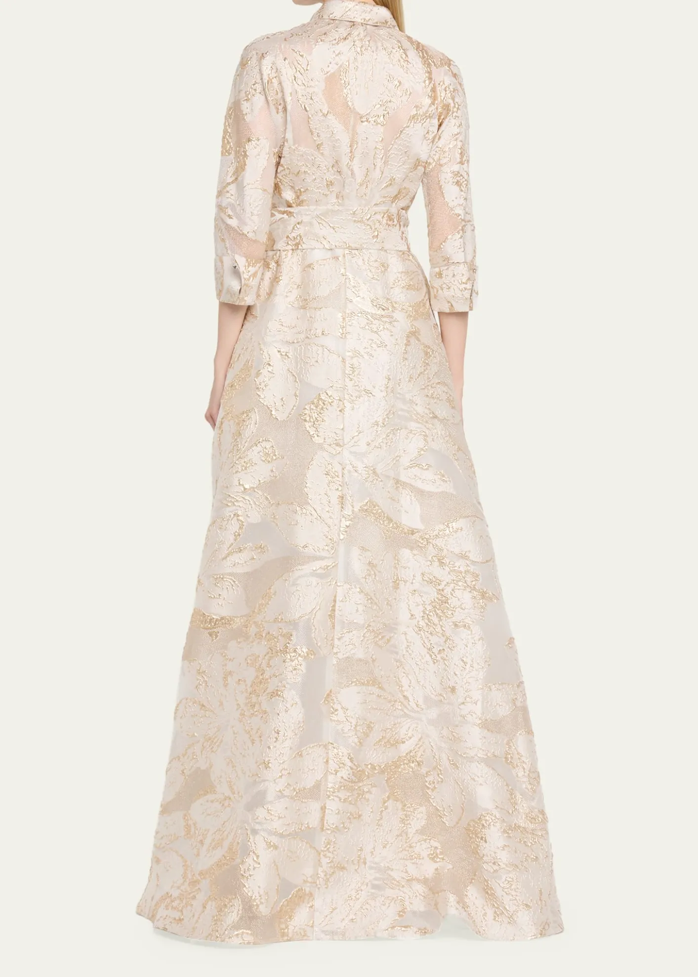 Rickie Freeman for Teri JonMetallic Jacquard Midi Shirtdress
