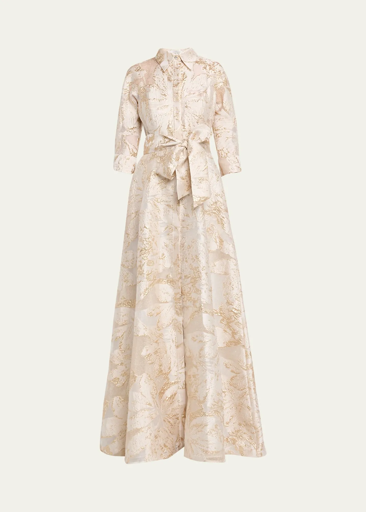 Rickie Freeman for Teri JonMetallic Jacquard Midi Shirtdress