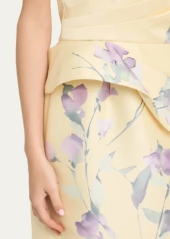 Rickie Freeman for Teri JonOff-Shoulder Peplum Mikado Midi Dress