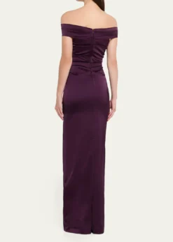 Rickie Freeman for Teri JonOff-Shoulder Satin Column Gown