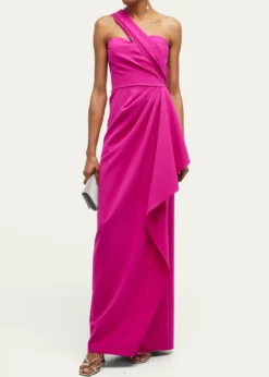 Rickie Freeman for Teri JonOne-Shoulder Draped Stretch Crepe Gown