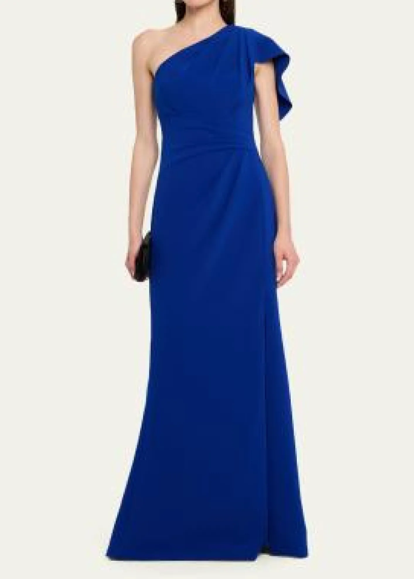 Rickie Freeman for Teri JonPleated One-Shoulder Stretch Crepe Gown