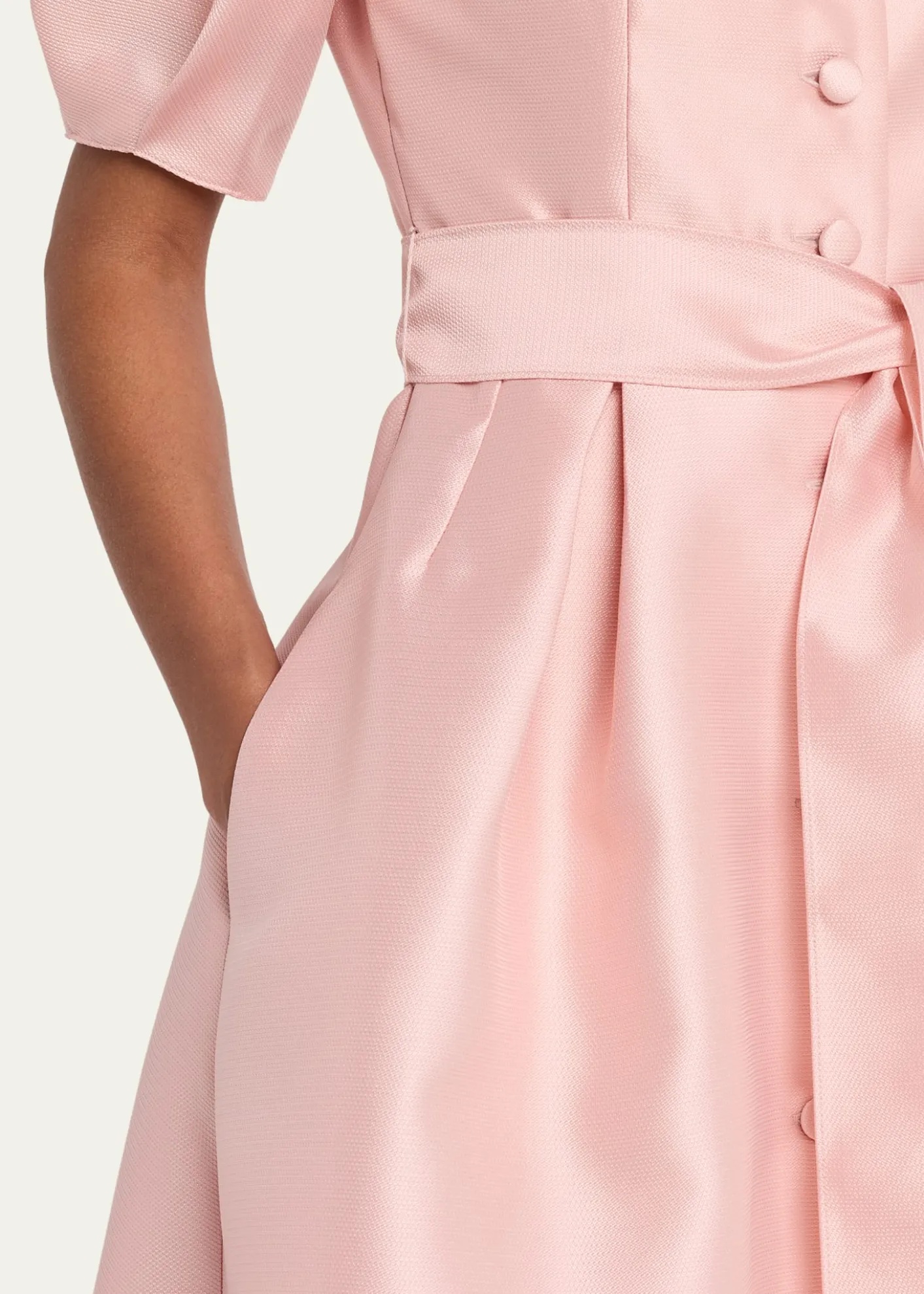 Rickie Freeman for Teri JonPuff-Sleeve Pique Faille Shirtdress