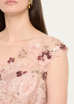 Rickie Freeman for Teri JonSequin Floral-Embroidered Jacquard Gown