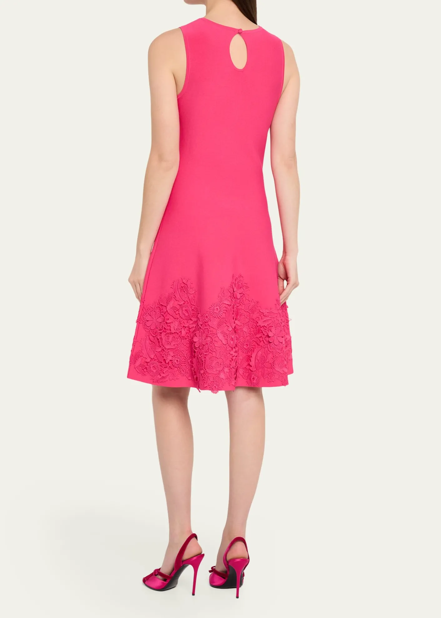 Rickie Freeman for Teri JonSleeveless Lace-Trim Knit Dress