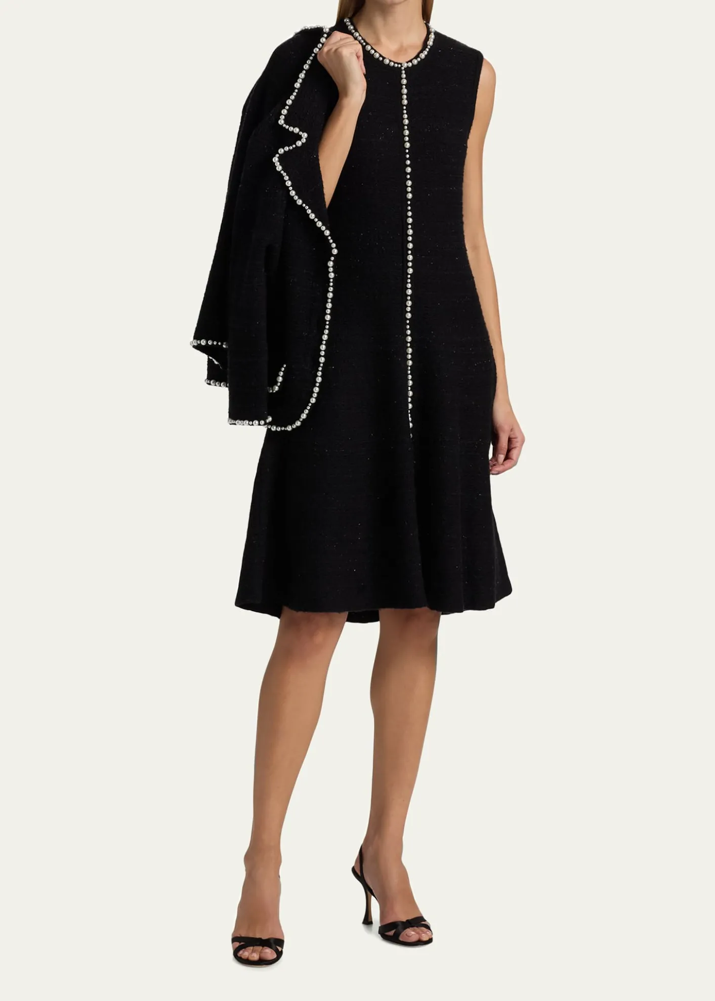 Rickie Freeman for Teri JonSleeveless Beaded Metallic Knit Dress