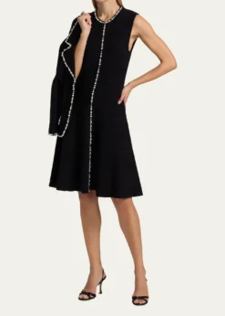 Rickie Freeman for Teri JonSleeveless Beaded Metallic Knit Dress