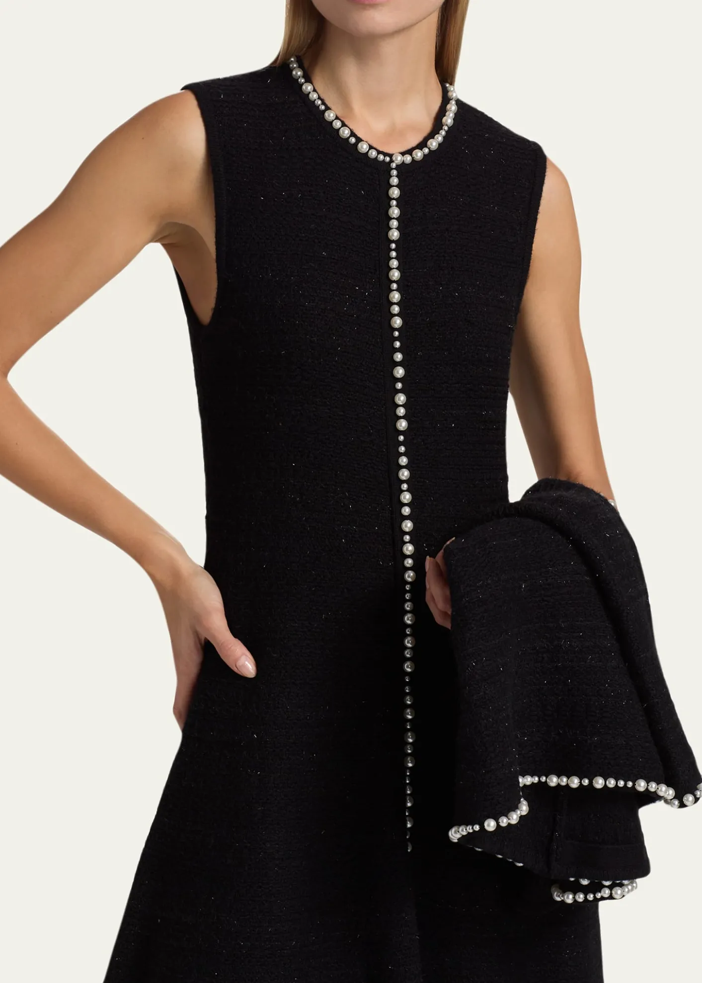 Rickie Freeman for Teri JonSleeveless Beaded Metallic Knit Dress