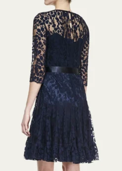 Rickie Freeman for Teri Jon3/4-Sleeve Lace Overlay Cocktail Dress