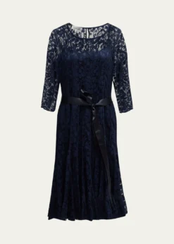 Rickie Freeman for Teri Jon3/4-Sleeve Lace Overlay Cocktail Dress