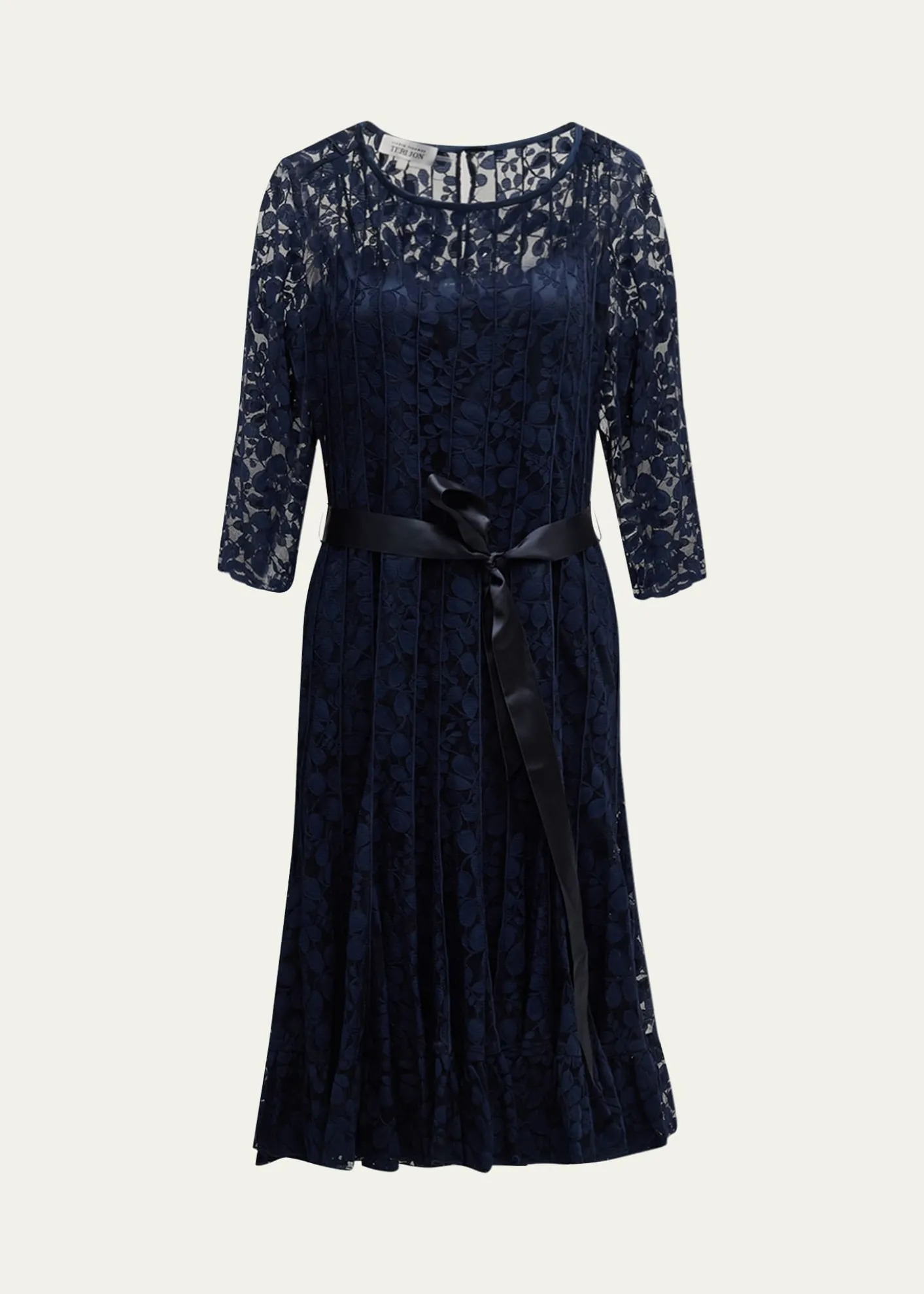 Rickie Freeman for Teri Jon3/4-Sleeve Lace Overlay Cocktail Dress