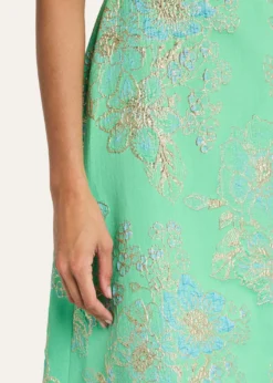 Rickie Freeman for Teri JonStrapless Metallic Floral Jacquard Gown
