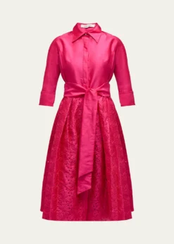 Rickie Freeman for Teri JonTaffeta Shirt Dress w/ Eyelet Skirt