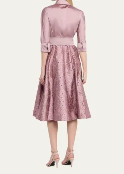 Rickie Freeman for Teri JonTaffeta Shirt Dress w/ Eyelet Skirt