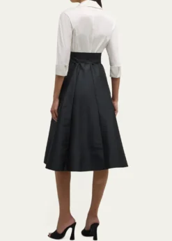 Rickie Freeman for Teri JonTwo-Tone 3/4-Sleeve Taffeta Shirtdress