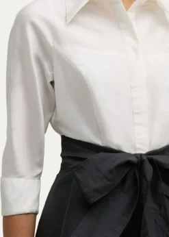 Rickie Freeman for Teri JonTwo-Tone 3/4-Sleeve Taffeta Shirtdress