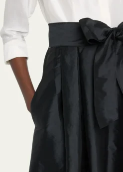 Rickie Freeman for Teri JonTwo-Tone 3/4-Sleeve Taffeta Shirtdress Gown