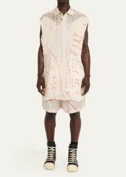 Rick OwensMath Print Satin Drawstring Shorts