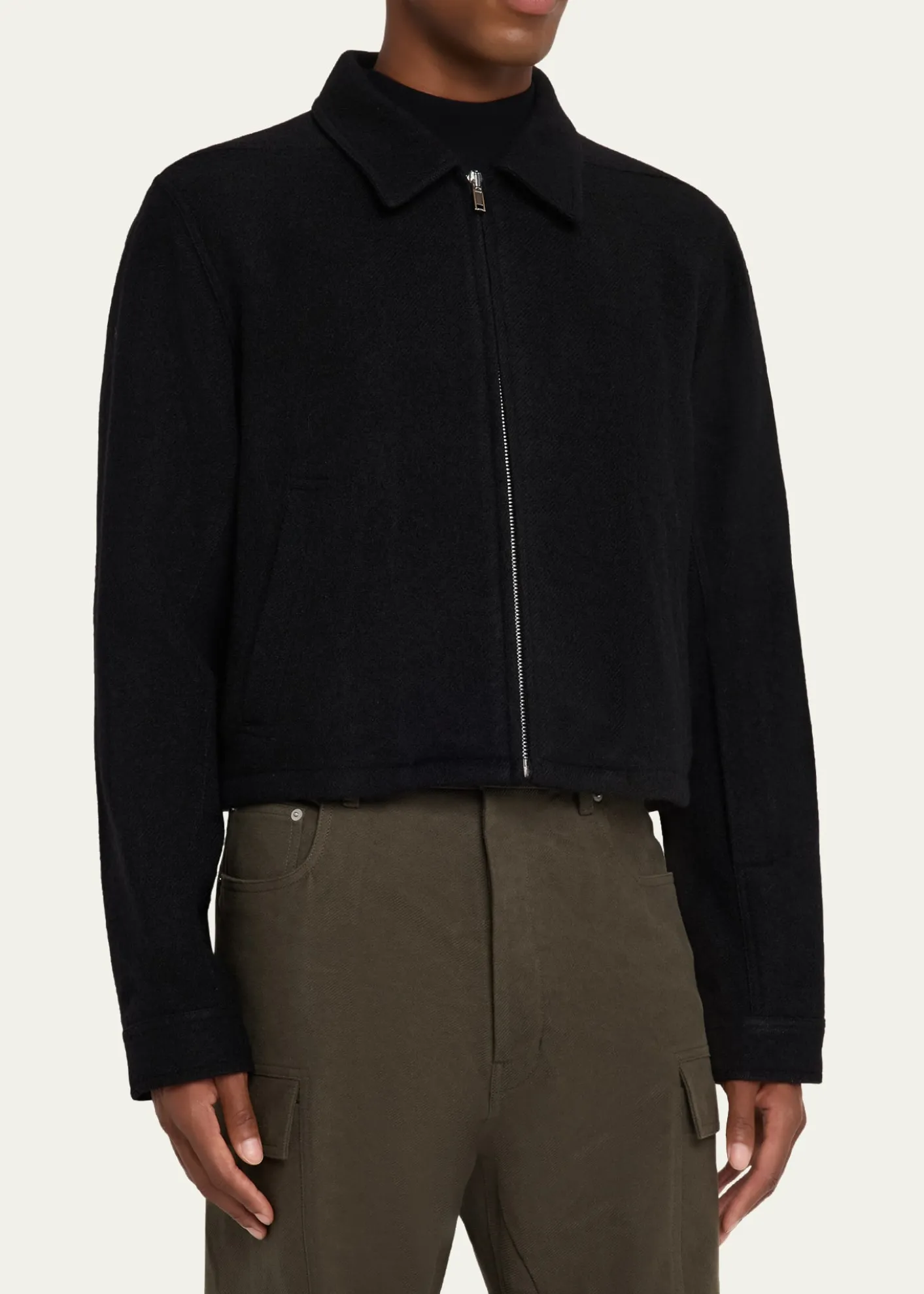 Rick OwensMen's Alice Wool Cropped Full-Zip Blouson