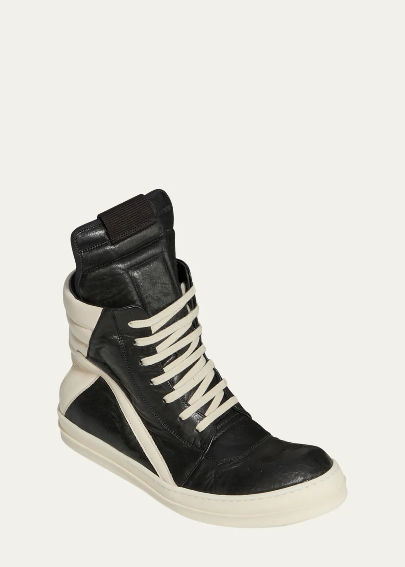 Rick OwensMen's Geobasket Tumbled Leather High-Top Sneakers