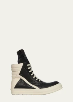 Rick OwensMen's Geobasket Tumbled Leather High-Top Sneakers