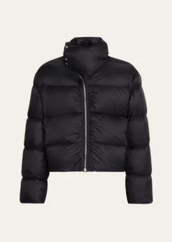 Rick OwensMen's Nylon Cropped Turtleneck Puffer Jacket