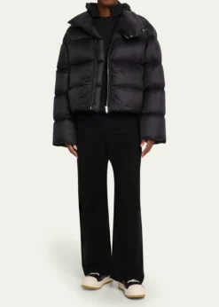 Rick OwensMen's Nylon Cropped Turtleneck Puffer Jacket