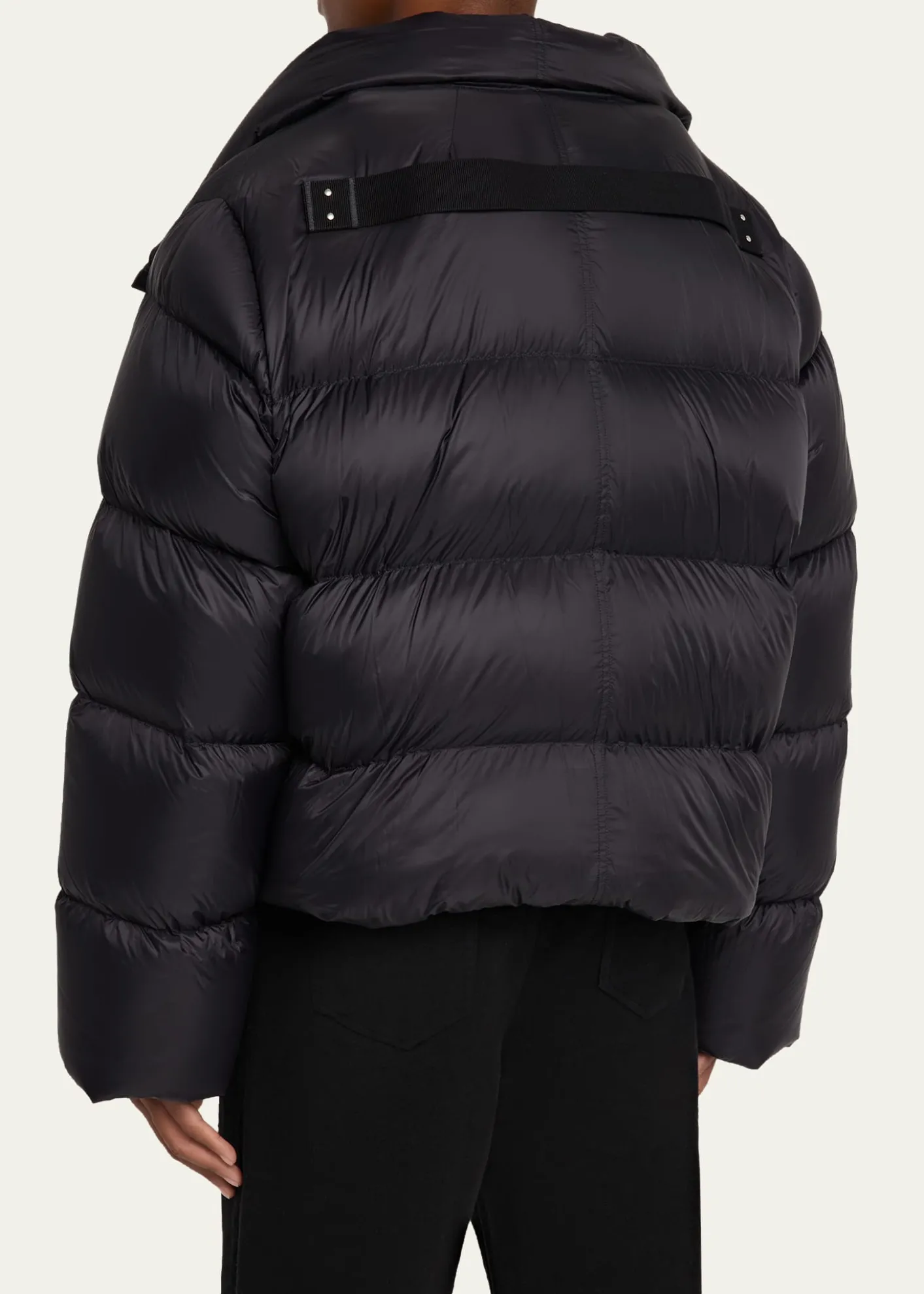Rick OwensMen's Nylon Cropped Turtleneck Puffer Jacket