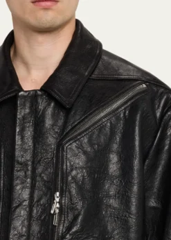 Rick OwensMen's Textured-Leather Biker Jacket