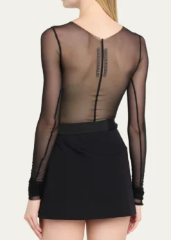 Rick OwensTemple Seamed Mesh Long-Sleeve Top