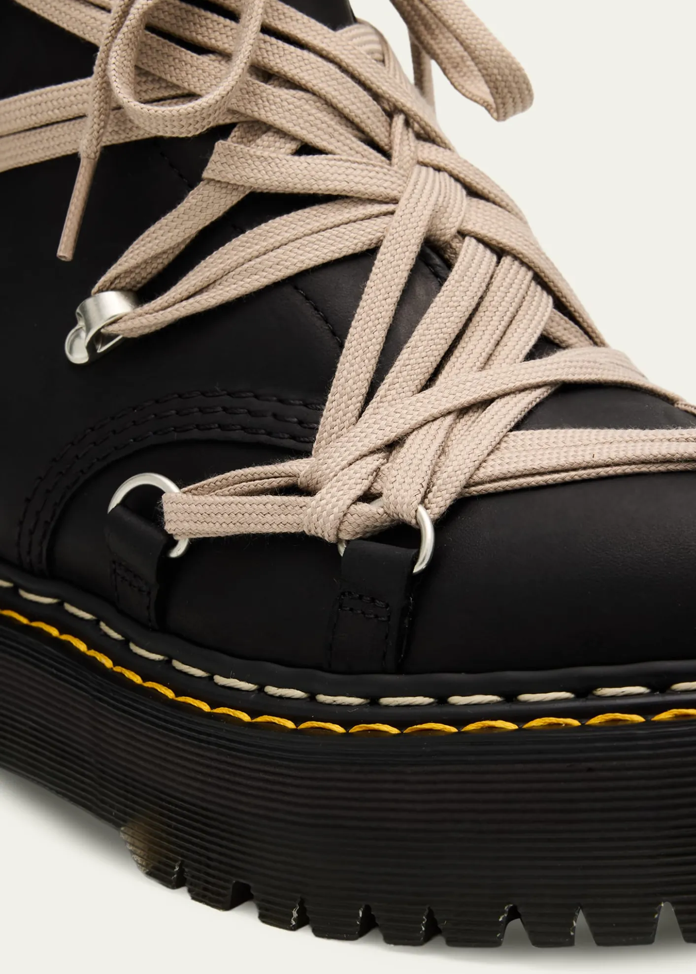 Rick Owensx Dr. Martens 1460 Quad Sole Mega Lace Leather Ankle Boots