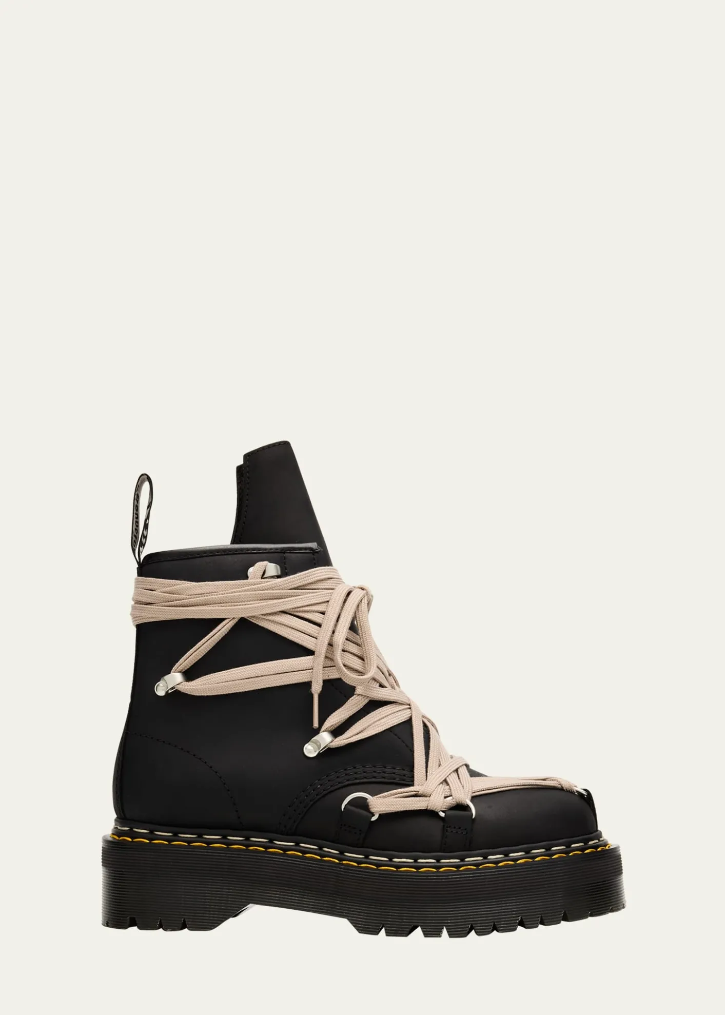 Rick Owensx Dr. Martens 1460 Quad Sole Mega Lace Leather Ankle Boots