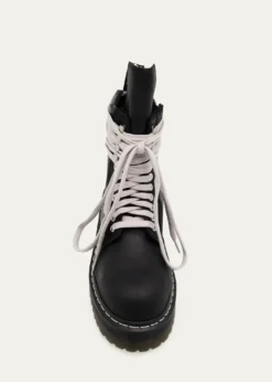 Rick Owensx Dr. Martens Quad Sole Steel Toe Leather Ankle Boots