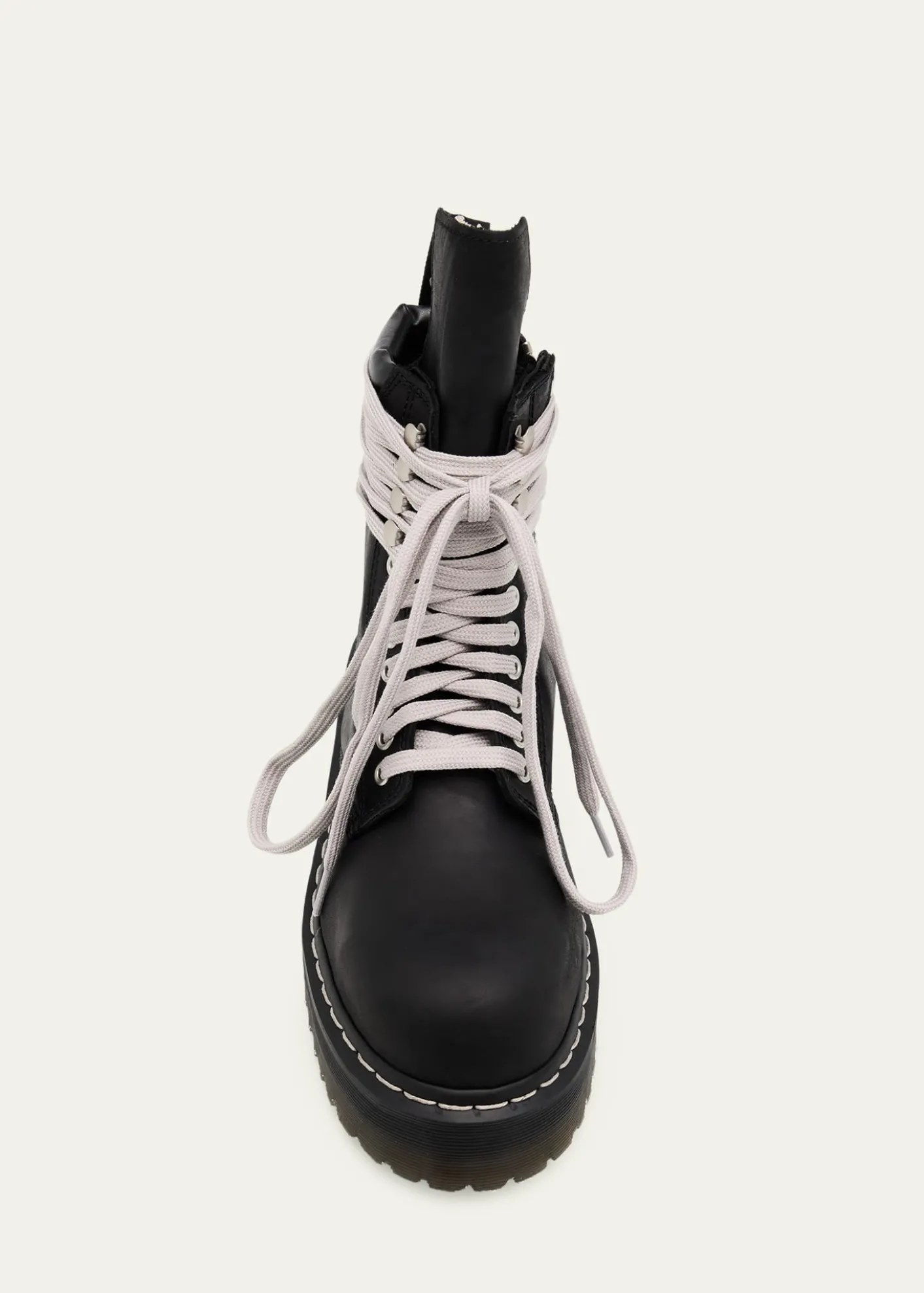 Rick Owensx Dr. Martens Quad Sole Steel Toe Leather Ankle Boots
