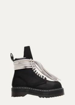 Rick Owensx Dr. Martens Quad Sole Steel Toe Leather Ankle Boots