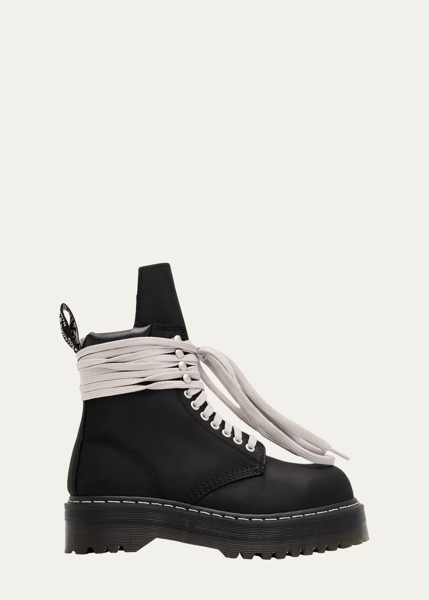 Rick Owensx Dr. Martens Quad Sole Steel Toe Leather Ankle Boots