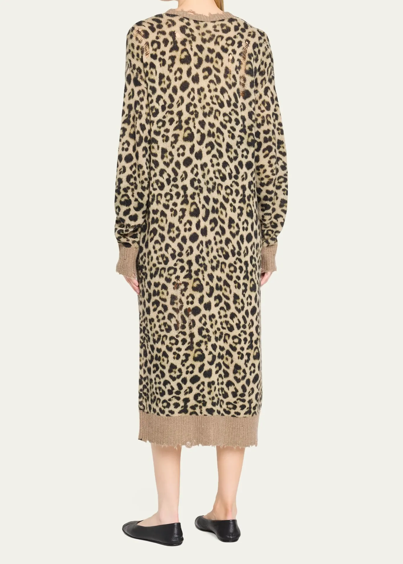 R13Leopard-Print Long Cashmere Cardigan