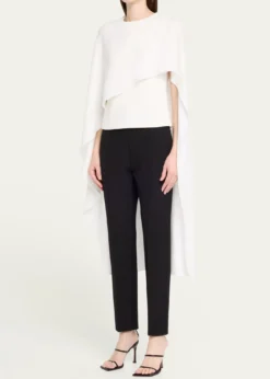 Roland MouretAsymmetric Satin Crepe Cape Top