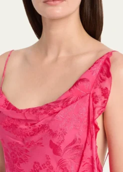 Ronny KoboAeris Draped Floral Jacquard Godet Midi Dress