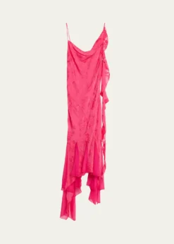 Ronny KoboAeris Draped Floral Jacquard Godet Midi Dress