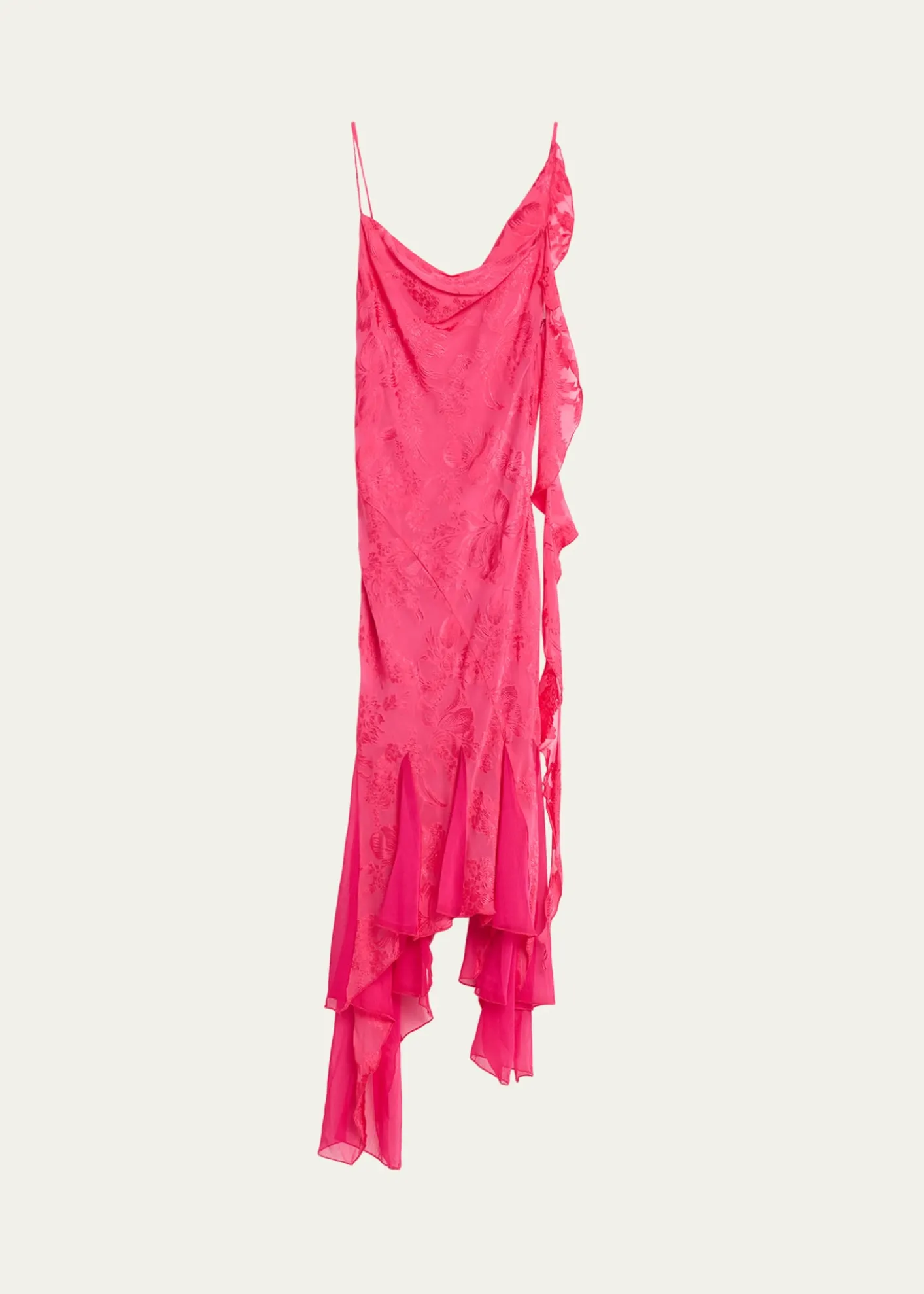 Ronny KoboAeris Draped Floral Jacquard Godet Midi Dress