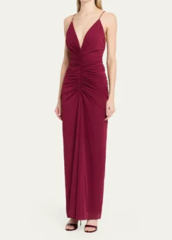 Ronny KoboAnya Ruched Tissue Jersey Column Gown