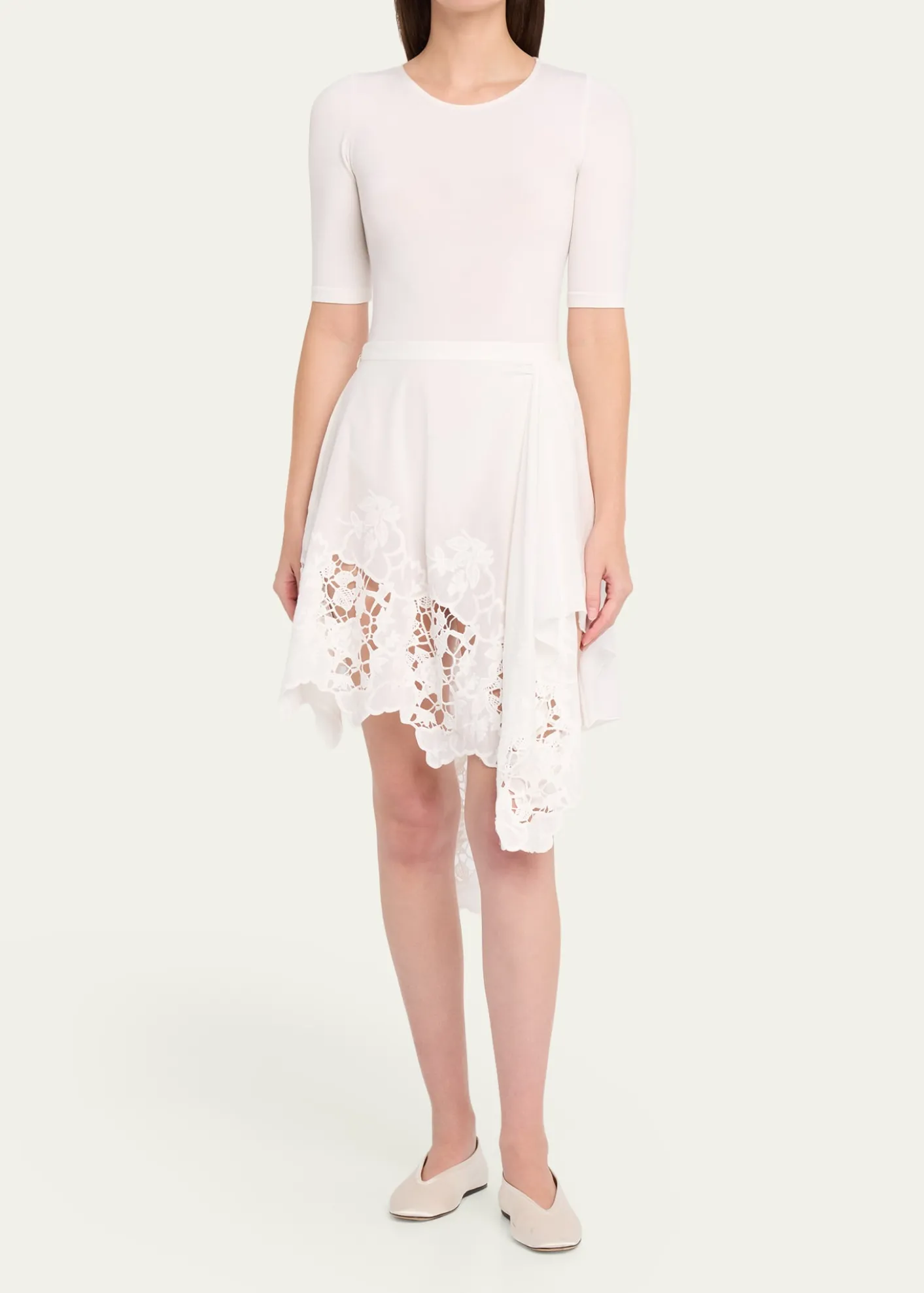 Ronny KoboAshley Embroidered Asymmetric Cotton Skirt