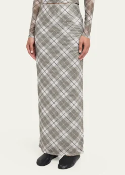 Ronny KoboAzana Plaid-Print Mesh Maxi Skirt