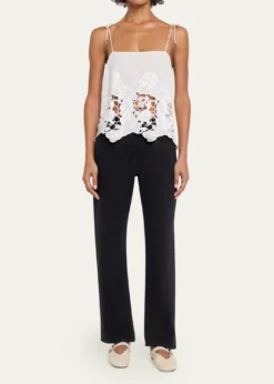 Ronny KoboBlaire Floral-Embroidered Cotton Top