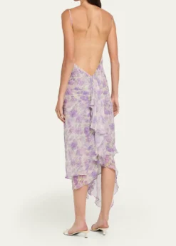 Ronny KoboKaa Backless Floral-Print Midi Dress