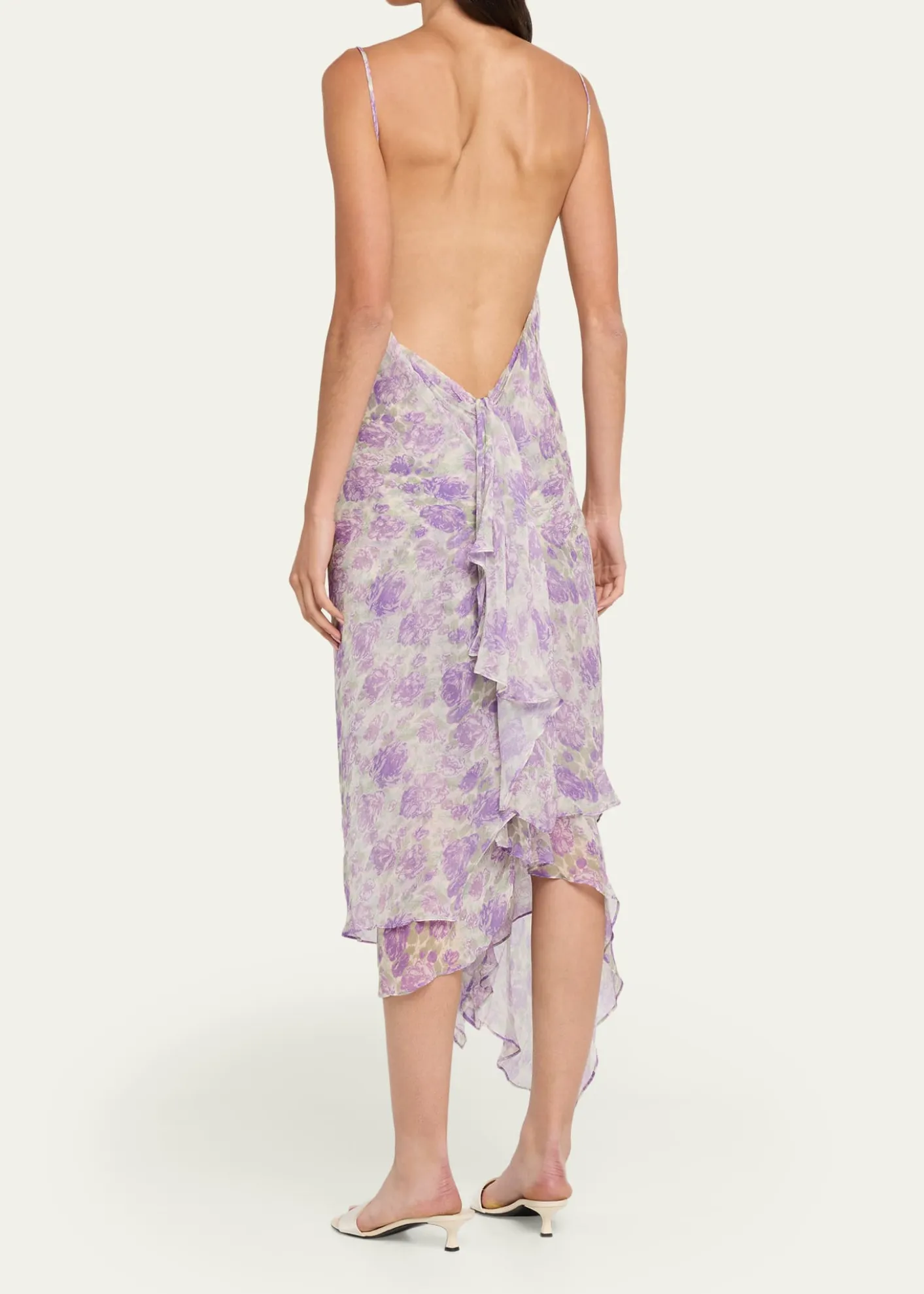 Ronny KoboKaa Backless Floral-Print Midi Dress