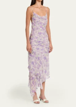 Ronny KoboKaa Backless Floral-Print Midi Dress