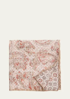 Rosi CollectionMen's Linen and Silk Paisley Pocket Square